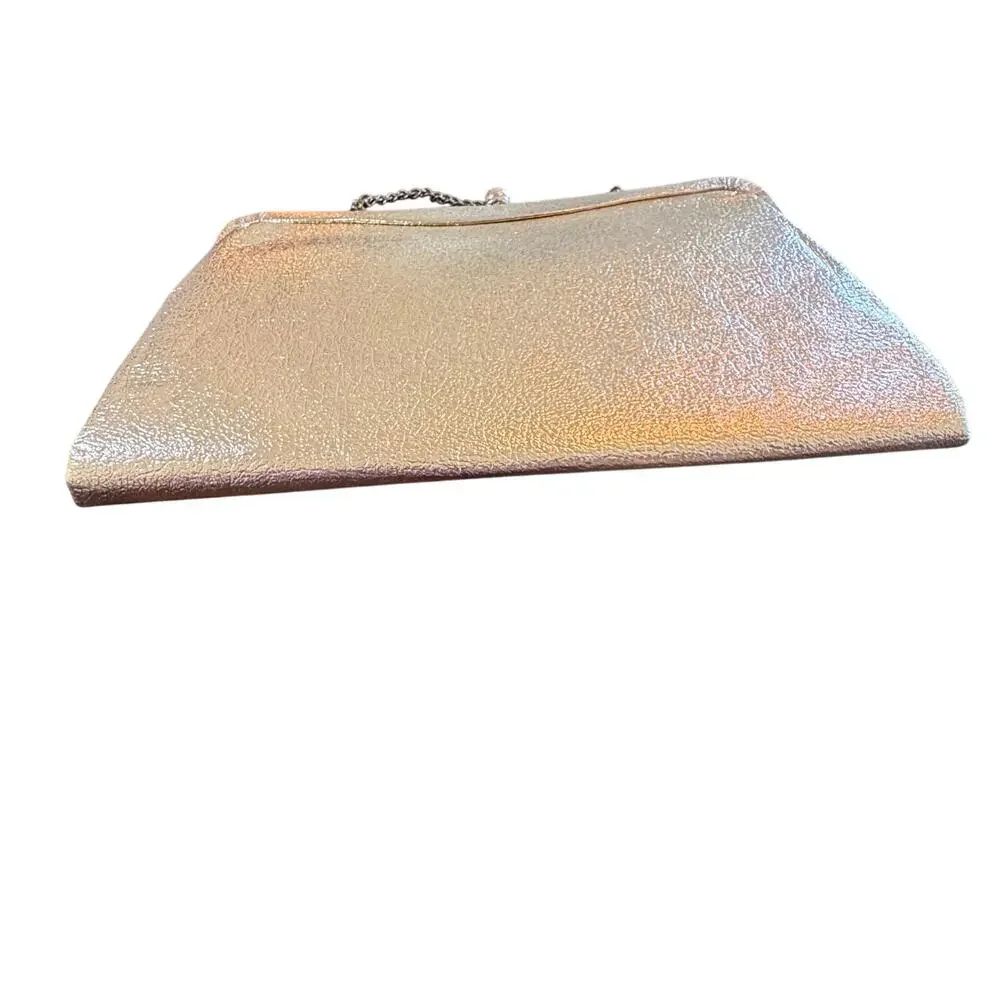Vintage 1960's Gold Crinkle Metallic‎ Clutch Convertible Evening Handbag